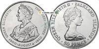 Falkland Inseln 50 Pence Falkland , 50 Pence Münze 1980 -80. Birthday Queen Mother- KM.15 vz-stgl -0280- -