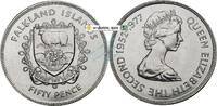 Falkland Inseln 50 Pence Falkland , 50 Pence Münze 1977 -1952 bis 1977 Elizabeth II- KM.10 vz-stgl -0292- -