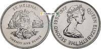 Saint Helena 25 Pence St. Helena , 25 Pence Münze 1977 -Queen Elzabeth II- KM.6 vz-stgl -0295- -