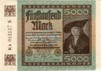 Weimarer Republik - Inflation 5.000 Mk. Wellen- Banknote , 5.000 Mark Schein kfr. DEU-91.e, Ros.80, P.81 , 1922 Inflation -1328- -