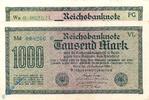 Banknoten Reichsbanknote , 1.000 Mark Schein gbr , Kn blaugrün , DEU-84 h , Rosenberg 75 , P 76 , vom 15.09.1922 , Weimarer Republik -