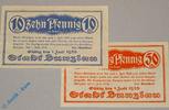 Notgeld Notgeld Bunzlau , 10 und 50 Pfennig , Tieste 1025.05.05 und 06 , von 1918 , Schlesien Verkehrsausgabe -