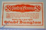 Notgeld Notgeld Bunzlau , 50 Pfennig Schein , Tieste 1025.05.06 , von 1918 , Schlesien Verkehrsausgabe -