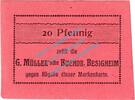 Notgeld DE 20 Pf. Besigheim , Notgeld 20 Pfennig Schein in kfr. Tieste 0555.05.02 , Ba-Wü o.D. -