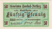 Notgeld DE 50 Pf. Tambach , Notgeld 50 Pfennig Schein in kfr. Tieste 7260.05.15 , Thüringen 1917 -