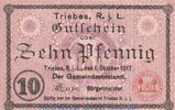 DE 10 Pf. Notgeld Gemeinde Triebes , 10 Pfennig Schein in kfr. Tieste 7450.05.10 , 1917 -