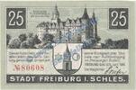Kleingeld 1914-1922 25 Pf. Freiburg , Notgeld 25 Pfennig Schein in kfr. Tieste 1965.05.10 , Schlesien 1919 -