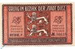 Notgeld Vorlage Notgeld Diez , 25 Pfennig Schein mit Signatur , Tieste 1375.05.06 , von 1917 , Hessen Verkehrsausgabe -