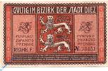 Notgeld Notgeld Diez , 25 Pfennig Schein mit Signatur , Tieste 1375.05.11 , von 1917 , Hessen Verkehrsausgabe -