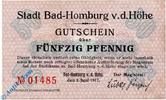 Notgeld Notgeld Bad Homburg , 50 Pfennig Schein , Tieste 3130.05.01 , von 1917 , Hessen Verkehrsausgabe -