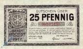 Notgeld Notgeld Höchst , 25 Pfennig Schein , Wellenbündel 2 Us , Tieste 3050.10.10 , von 1917 , Hessen Verkehrsausgabe -