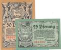 Kleingeld 1914-1922 2 Scheine kpl. Notgeld Prüm , Set mit 2 Scheinen , Tieste 5795.10.01 und 02 , von 1920 , Rheinland Verkehrsausgabe -
