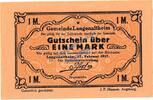 Notgeld De 1 Mk. Langenaltheim , Notgeld 1 Mark Schein Stpl. in kfr. M-G 766.4.a , Bayern 1917 -