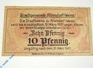 Notgeld Notgeld Allendorf , 10 Pfennig Schein , Tieste 0035.05.10 , Hessen Verkehrsausgabe -