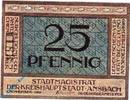 Notgeld Notgeld Ansbach , 25 Pfennig Schein , ohne Rand , Tieste 0160.15.20 , von 1918 , Bayern Verkehrsausgabe -