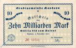 Notgeld  Notgeld Kandern , Stadtgemeinde , 10 Milliarden Mark Schein l-g... 23.45 US$  ＋  11.72 US$ 运费