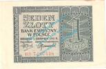 WW2 - Polen 1 Zloty Banknote , 1 Zloty Schein in kfr. ZWK-34.b, P.99, Drittes Reich 1941 , WW2 - PL -
