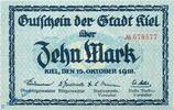 Großnotgeld Deutschland 10 Mark Schein Banknote Stadt Kiel , 10 Mark Schein in kfr. Geiger 270.04 -