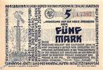 Großnotgeld Deutschland 5 Mark Schein Banknote Kreis Steinburg , 5 Mark Schein in kfr. Geiger 508.03 -