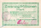 Großnotgeld Deutschland 20 Million Oberamtssparkasse Neresheim , 20 Millionen Mark , Keller 3758.a -