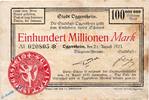 Großnotgeld Inflation 100 Millionen Mark Stadt Oggersheim , 100 Millionen Mark Schein in gbr. Keller 4142.c -