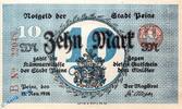Großnotgeld 1918 10 Mk. Peine , Notgeld 10 Mark Schein in kfr. Geiger 410.08 , NDS 1918 Grossnotgeld -