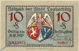 Notgeld Deutschland 10 Pfennig Schein Stadt Leobschütz , 10 Pfennig Schein Reihe I in kfr. Tieste 4020.05.16 -