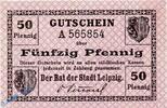Kleingeld 1914-1922 50 Pf. Stadt Leipzig , 50 Pfennig Schein in kfr. Tieste 3980.115.05 -