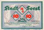 Großnotgeld Deutschland 10 Mark Schein Stadt Soest , 10 Mark Schein in kfr. Müller 4330.1.b -