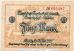 Großnotgeld 1918 5 Mk. Banknote Eisleben , Mansfeld a.G. 5 Mark Schein in kfr. Geiger 148.12 -
