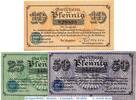 Kleingeld 1914-1922 3 Scheine kpl. Notgeld Stadt Recklinghausen , Set mit 3 Scheinen in kfr. Tieste 5945.10.30-32 -