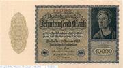 Inflation 1923 DE 10.000 Mk. Reichsbanknote , 10.000 Mark Schein in kfr. DEU-78.c , Ros.69, P.72 , 1922 -