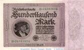 Weimarer Republik - Inflation 100.000 Mk. Reichsbanknote , 100.000 Mark Schein , l-gbr. DEU-93.a , Ros.82, P.83 -