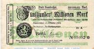 Großnotgeld Deutschland 500 Millionen Mark Banknote Stadt Frankenthal , 500 Millionen Mark Schein in gbr. Keller 1520.i -