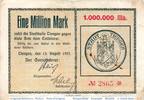 Inflation Deutschland 1 Million Mark Banknote der Stadt Tiengen , 1 Million Mark Schein in gbr. Keller 5170.b -