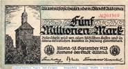 Inflation Deutschland 5 Millionen Mark Banknote der Stadt Altona , 5 Millionen Mark Schein in gbr. Keller 79.e -