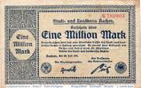 Inflation Deutschland 1 Million Mark Banknote der Stadt Aachen , 1 Million Mark Schein in gbr. Keller 1.d -