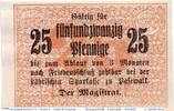 Notgeld Deutschland 25 Pfennig Schein Notgeld der Stadt Pasewalk , 25 Pfennig Schein in kfr. Tieste 5505.05.01 -