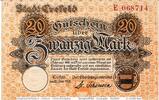 Großnotgeld De 20 Mk. Banknote der Stadt Crefeld , 20 Mark Schein in kfr. Geiger 086.11.a , 1918 RHL -