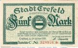 Großnotgeld De 5 Mk. Banknote der Stadt Crefeld , 5 Mark Schein in kfr. Geiger 086.08.a-b -