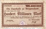 Großnotgeld Inflation 100 Millionen Mark Banknote Bergneustadt , 100 Millionen Mark Schein in gbr. Keller 332.c -