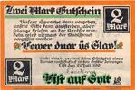 Notgeld De 2 Mk. Notgeld der Gemeinde List auf Sylt , 806.1 , 2 Mark Schein in kfr. von 1921 -