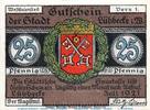 Seriennotgeld Deutschland 25 Pfennig o. Kn Notgeld der Stadt Lübbecke 819.2.b , 25 Pfennig Musterschein o. Kn. in kfr. -
