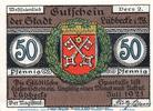 Seriennotgeld Deutschland 50 Pfennig o. Kn Notgeld der Stadt Lübbecke 819.2.b , 50 Pfennig Musterschein o. Kn. in kfr. -