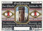 Seriennotgeld Deutschland 1 Mark Schein o. Kn Notgeld der Stadt Lübbecke 819.2.b , 1 Mark Musterschein o. Kn. in kfr. -