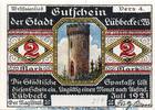 Seriennotgeld Deutschland 2 Mark Schein o. Kn Notgeld der Stadt Lübbecke 819.2.b , 2 Mark Musterschein o. Kn. in kfr. -