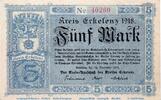 Großnotgeld 1918 5 Mk. Erkelenz , Notgeld 5 Mark Schein in kfr. Geiger 137.01 , Rheinland von 1918 -