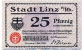 Serienscheine DE 25 Pf. Notgeld Feuerwehr der Stadt Linz 804.1 , 25 Pfennig mit Überdruck in kfr. -