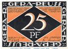 Notgeld DE 25 Pf. Notgeld der Stadt Gera 420.1 , 25 Pfennig Schein ohne Serie in kfr. -