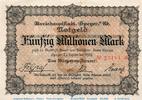 Großnotgeld Inflation 50 Millionen Mark Banknote der Stadt Speyer , 50 Millionen Mark Schein in gbr. Keller 4834.o -